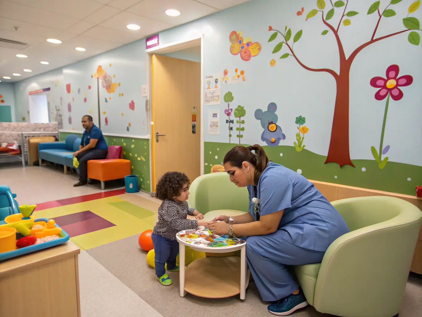 Children in a hospital ward are captivated by a puppet show organized by LES FEES CORREZE, bringing laughter and entertainment to their stay.